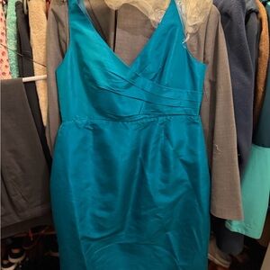 J. Crew Teal V-Neck Midi Dress